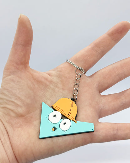 Satisfactory Schlüsselanhänger mit FICSIT-Maskottchen